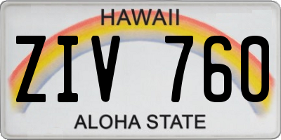 HI license plate ZIV760