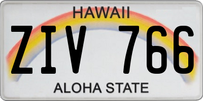 HI license plate ZIV766