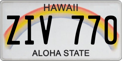 HI license plate ZIV770