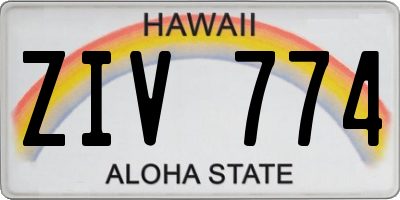 HI license plate ZIV774