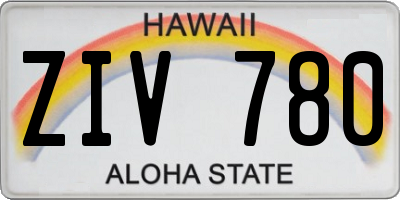 HI license plate ZIV780