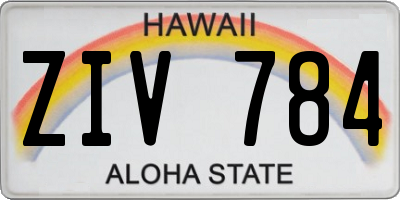 HI license plate ZIV784