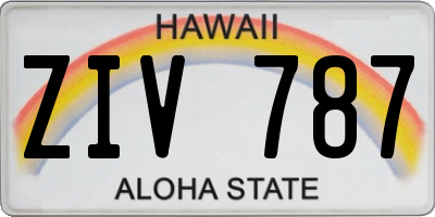 HI license plate ZIV787