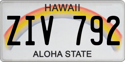 HI license plate ZIV792