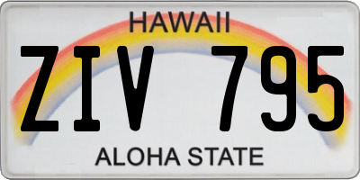 HI license plate ZIV795