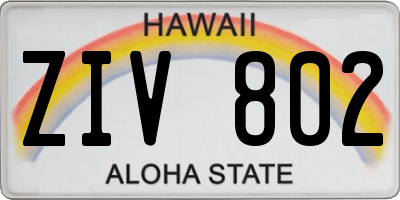 HI license plate ZIV802