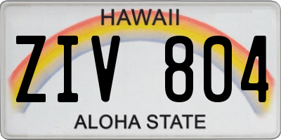 HI license plate ZIV804