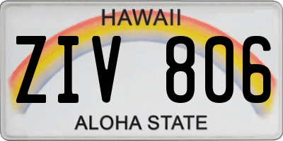 HI license plate ZIV806