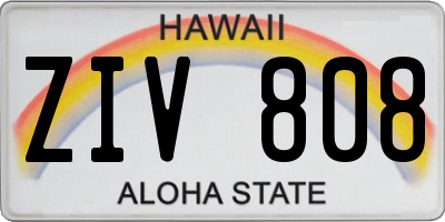 HI license plate ZIV808