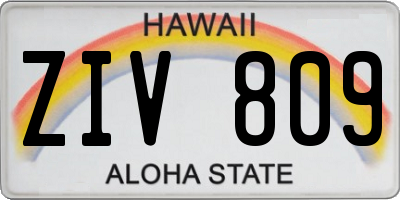 HI license plate ZIV809