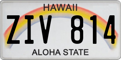 HI license plate ZIV814