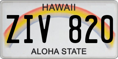 HI license plate ZIV820