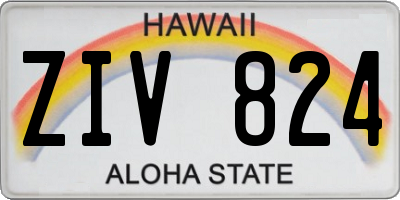 HI license plate ZIV824