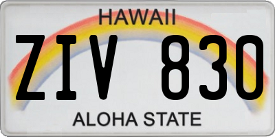 HI license plate ZIV830