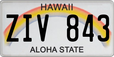 HI license plate ZIV843