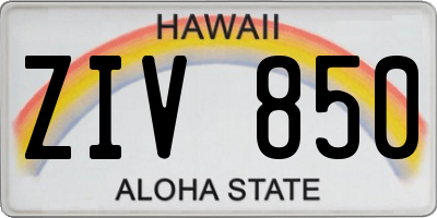 HI license plate ZIV850