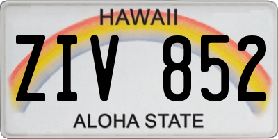 HI license plate ZIV852
