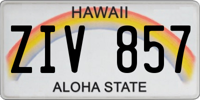 HI license plate ZIV857