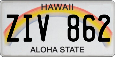 HI license plate ZIV862