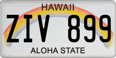HI license plate ZIV899