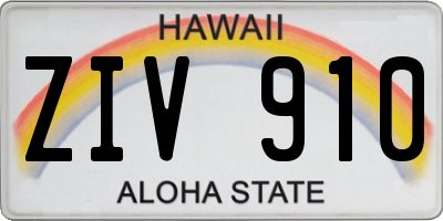 HI license plate ZIV910