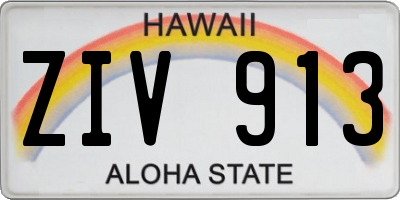 HI license plate ZIV913