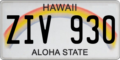 HI license plate ZIV930