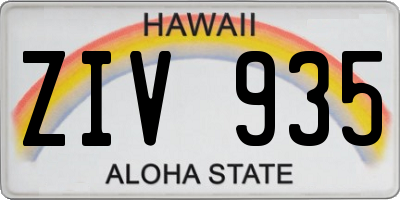 HI license plate ZIV935