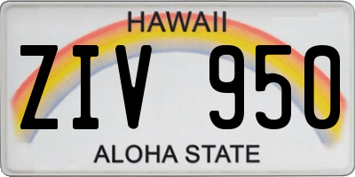 HI license plate ZIV950