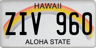 HI license plate ZIV960