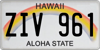 HI license plate ZIV961