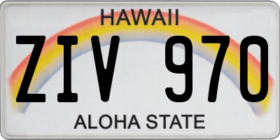 HI license plate ZIV970