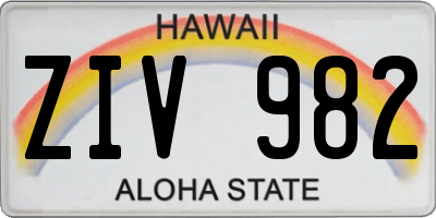 HI license plate ZIV982