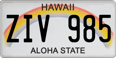 HI license plate ZIV985