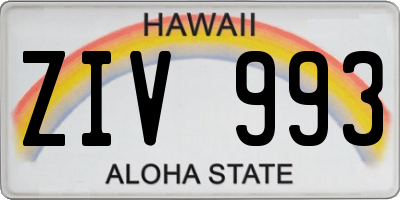 HI license plate ZIV993