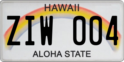 HI license plate ZIW004