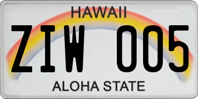 HI license plate ZIW005