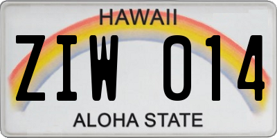 HI license plate ZIW014