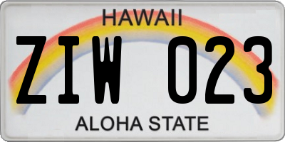 HI license plate ZIW023