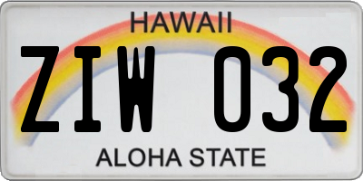 HI license plate ZIW032
