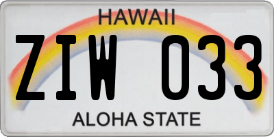 HI license plate ZIW033