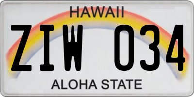 HI license plate ZIW034