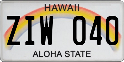 HI license plate ZIW040