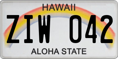 HI license plate ZIW042