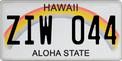 HI license plate ZIW044