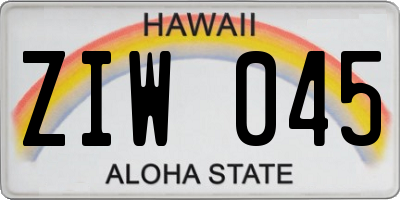 HI license plate ZIW045