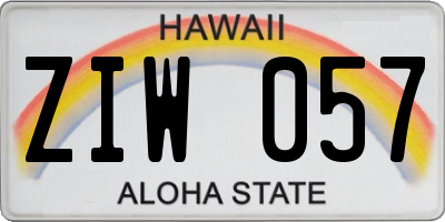 HI license plate ZIW057