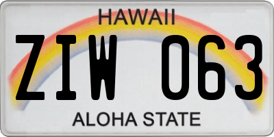 HI license plate ZIW063