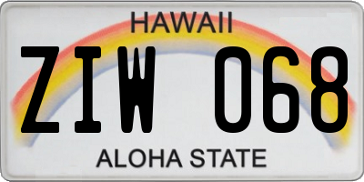 HI license plate ZIW068