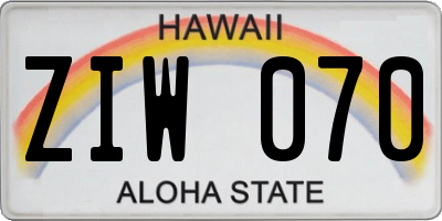 HI license plate ZIW070